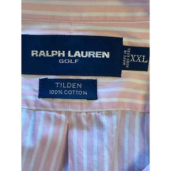 Ralph Lauren Classic Tilden Golf Men's Striped Pink White Button Down Shirt XXL - Picture 4 of 5